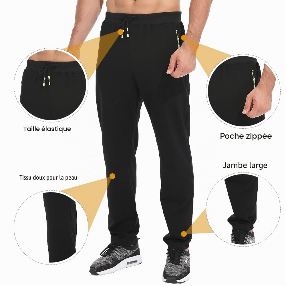 Tansozer Jogging Homme Pantalons de Survêtement Hommes Coton avec Poches Zippées