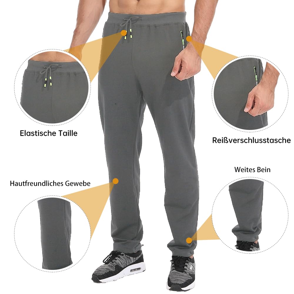 Tansozer Jogging Homme Pantalons de Survêtement Hommes Coton avec Poches Zippées