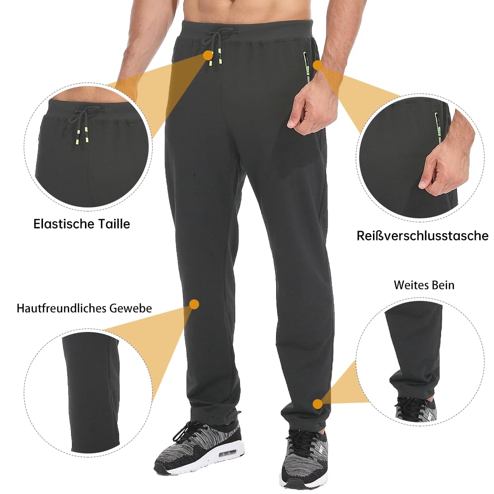 Tansozer Jogging Homme Pantalons de Survêtement Hommes Coton avec Poches Zippées