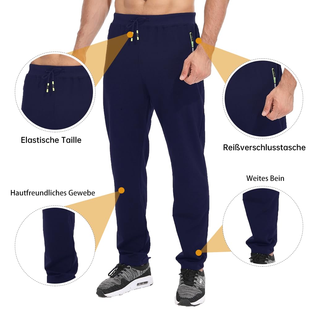 Tansozer Jogging Homme Pantalons de Survêtement Hommes Coton avec Poches Zippées