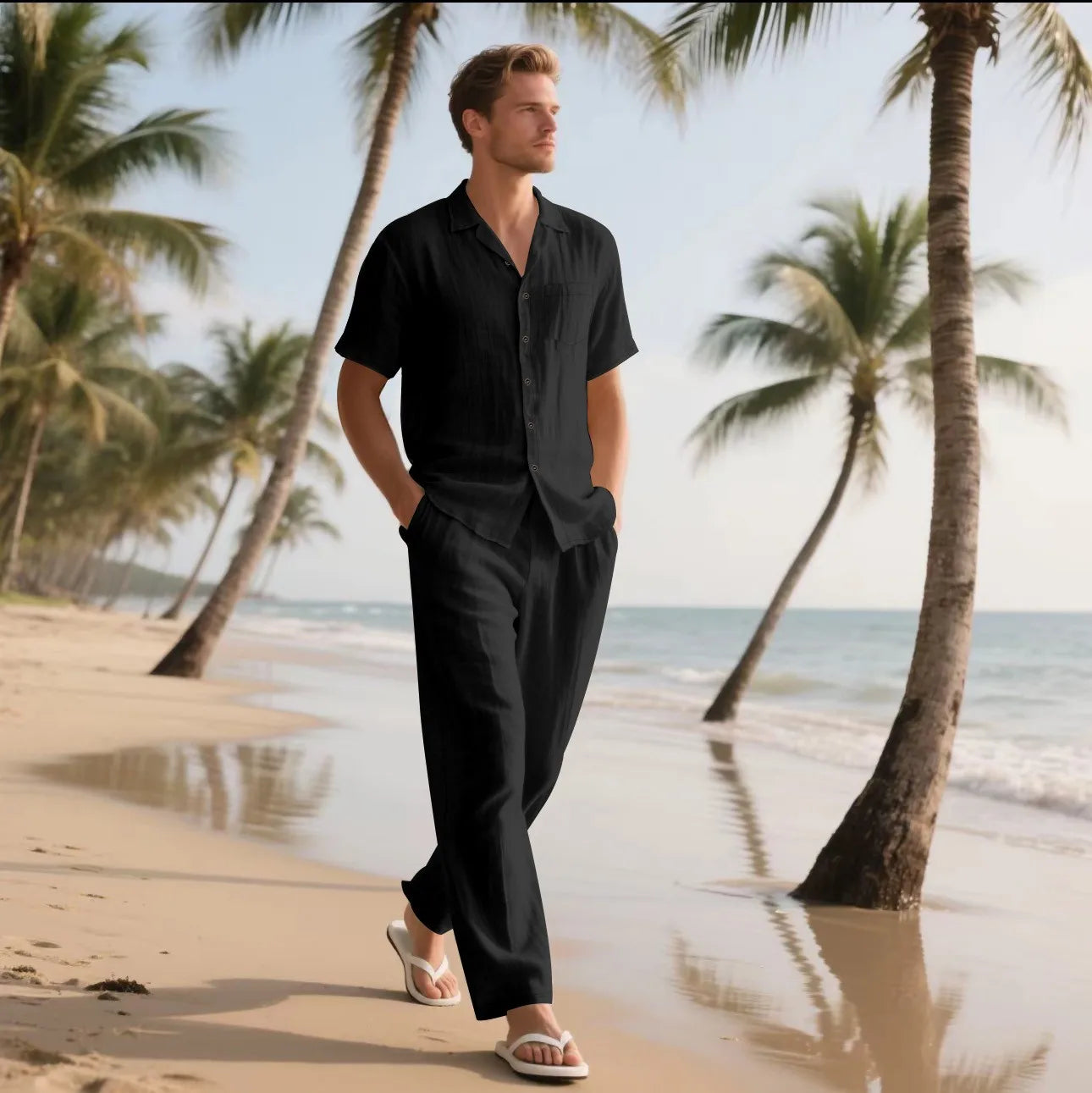 Ensemble Lin Homme – Chemise & Pantalon Summer Beach 2025