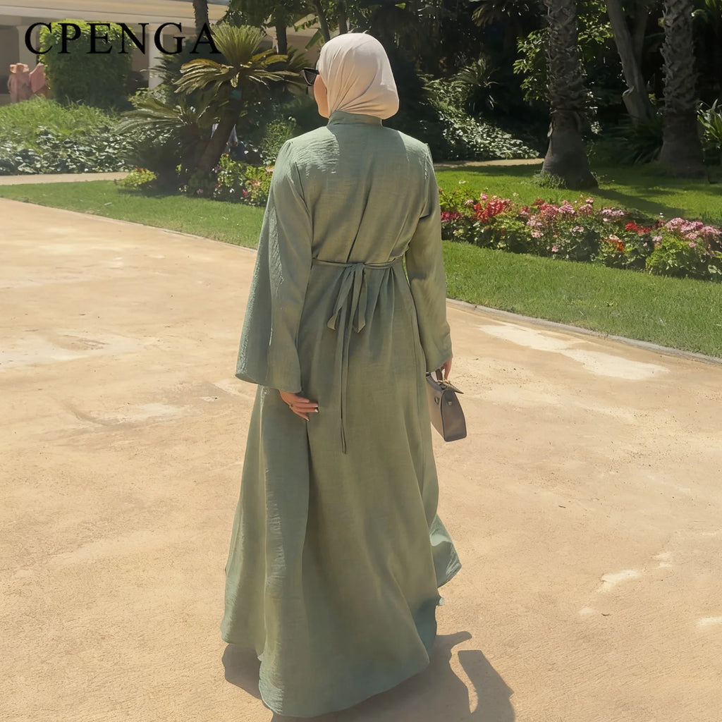 Ramadan deux pièces arabe modeste Abaya ensemble pour les femmes musulmanes élégant dubaï plaine Cardigan et tenue intérieure nouvelle Robe caftan turquie