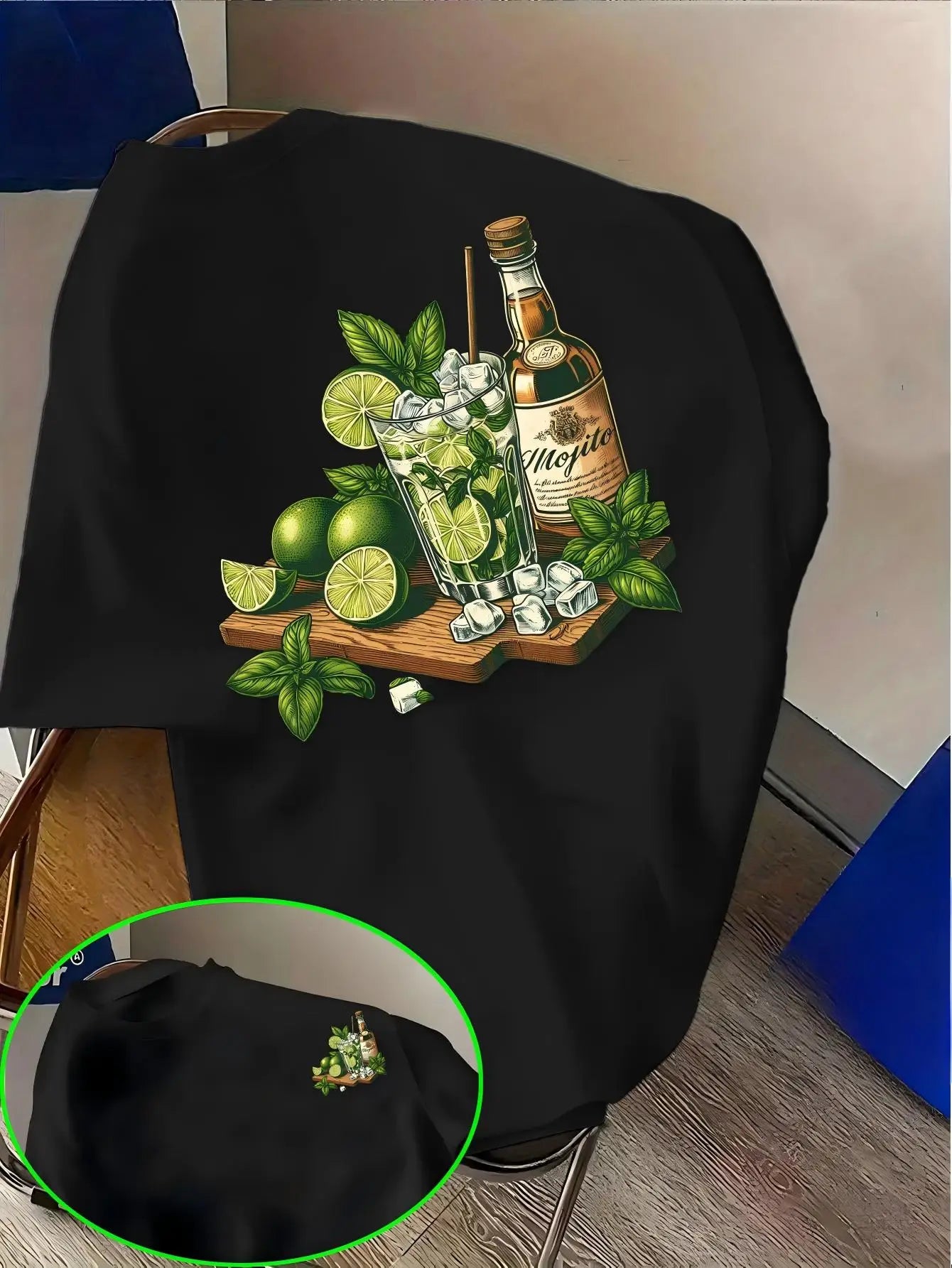 T-shirt graphique Mojito Cocktail pour femmes et hommes, manches courtes, imprimé menthe citron, coupe ample, décontracté, plage, fête, streetwear