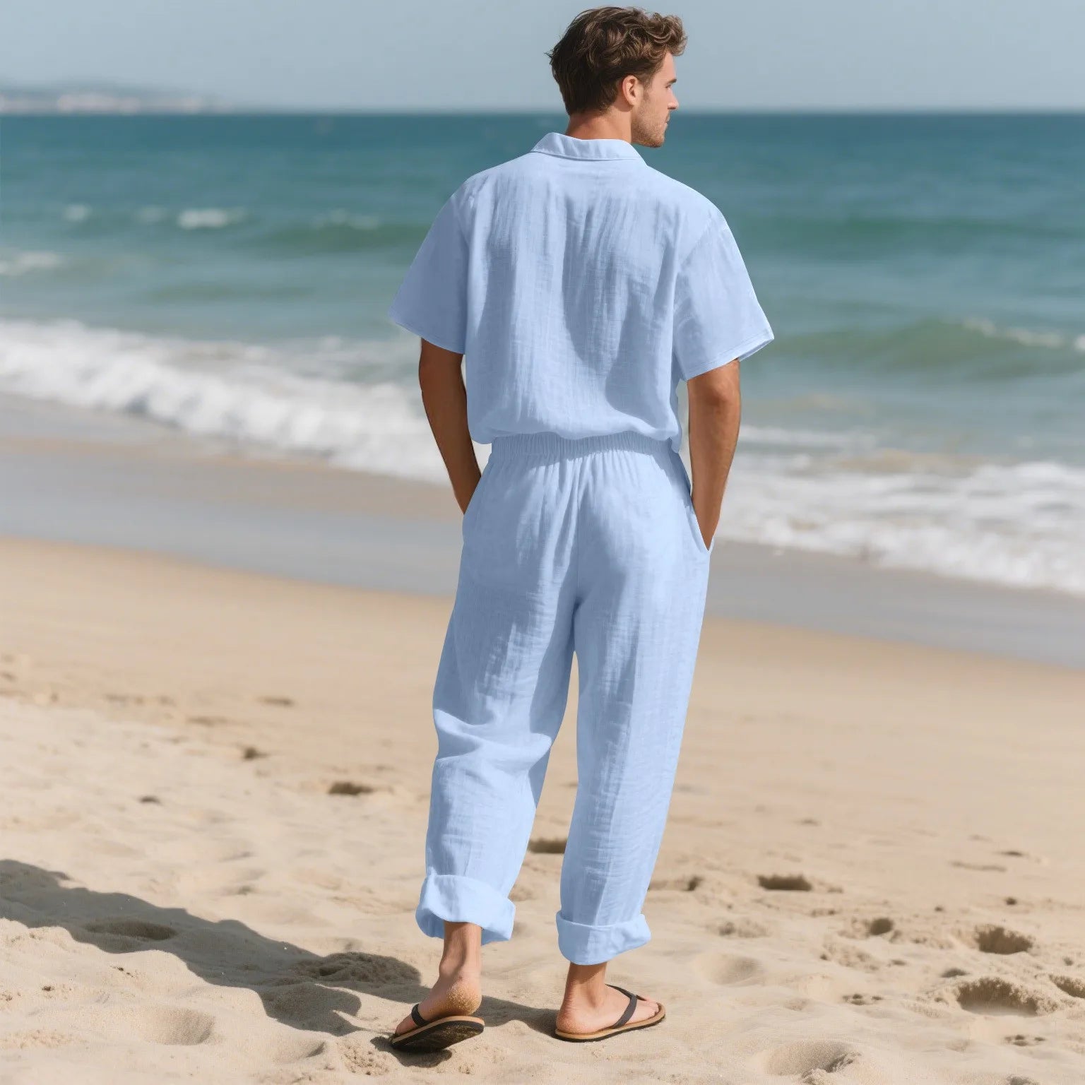Ensemble Lin Homme – Chemise & Pantalon Summer Beach 2025