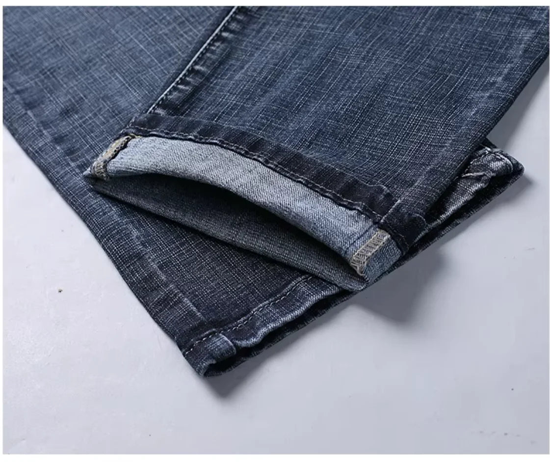 Jean Homme – Coupe Droite Décontractée, Denim Bleu