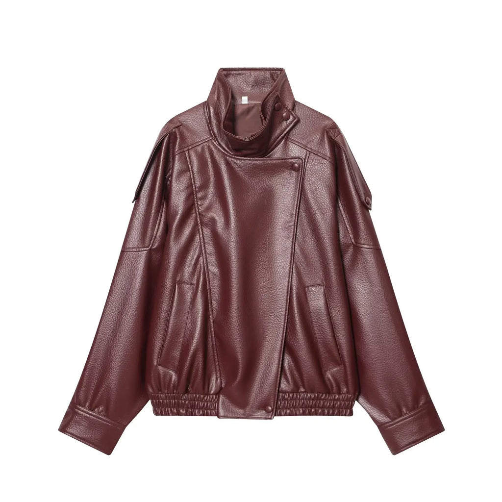 Veste Faux Cuir Femme – Oversize, Style Streetwear Automne-Hiver