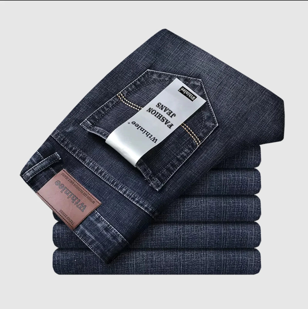 Jean Homme – Coupe Droite Décontractée, Denim Bleu