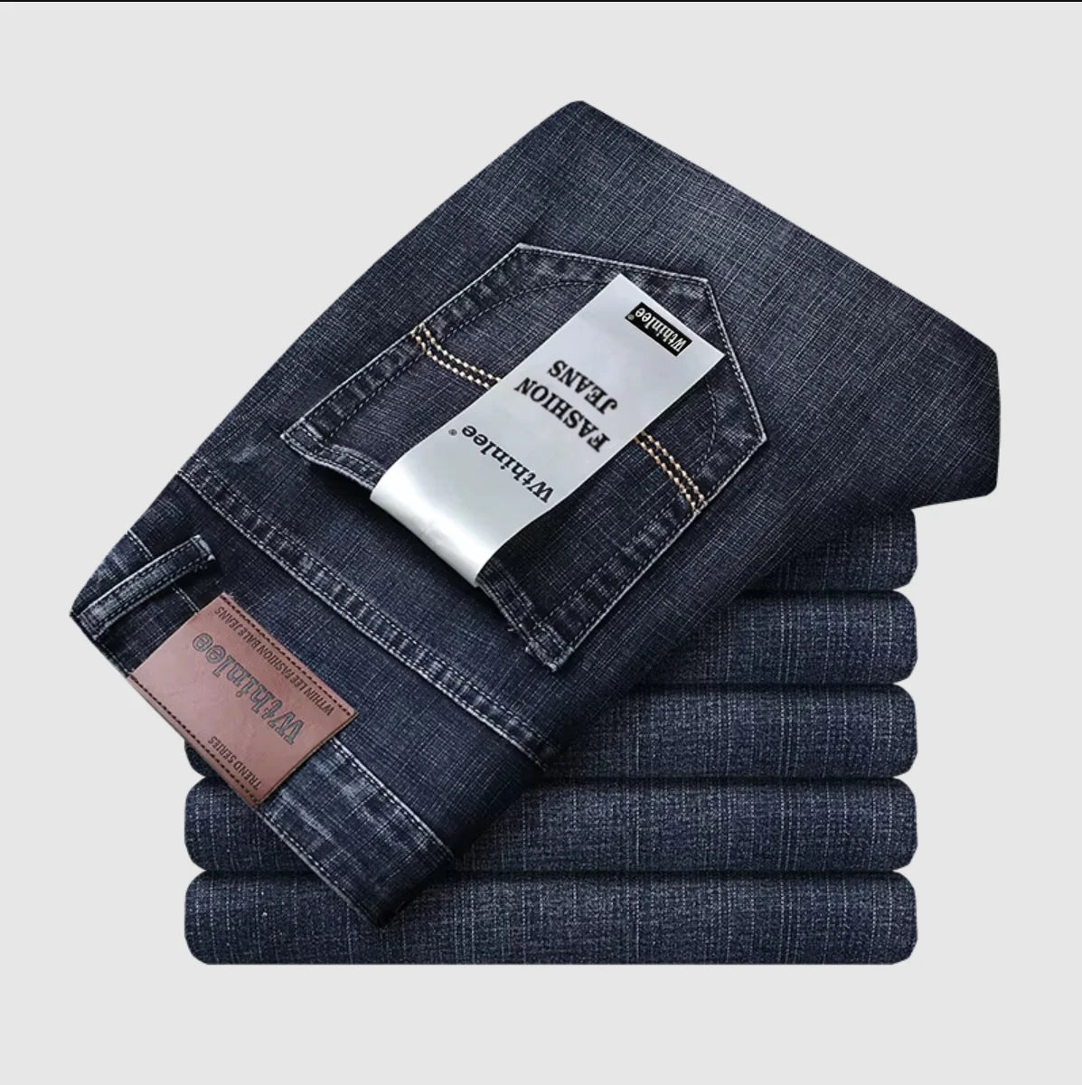 Jean Homme – Coupe Droite Décontractée, Denim Bleu
