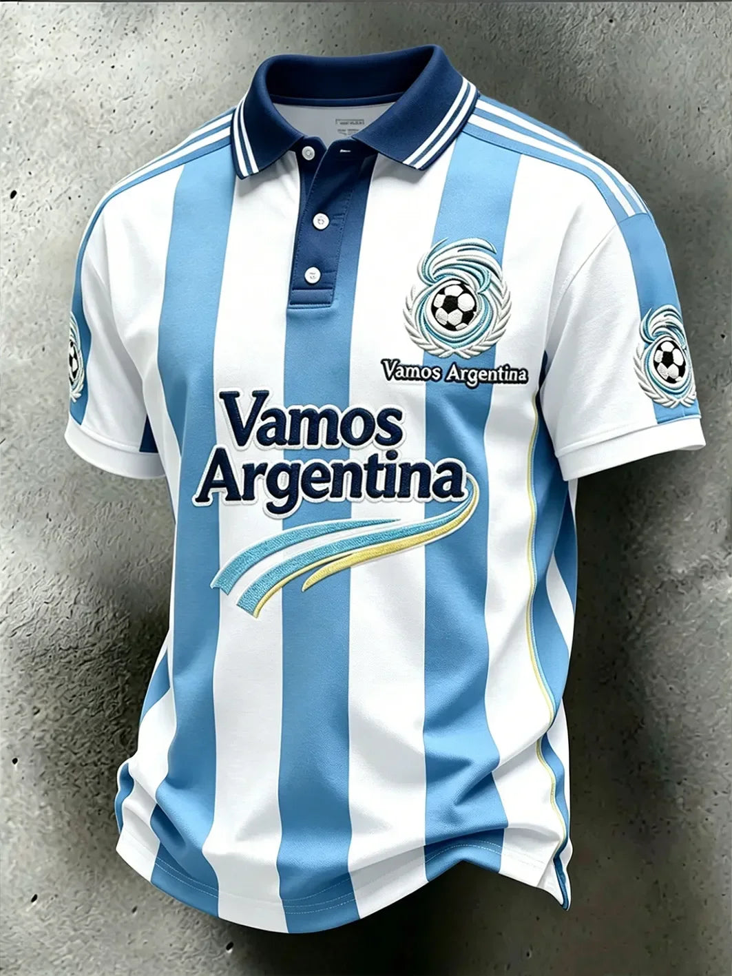 Polo de football pour supporters argentinens édition 2026 - Impression 3D - Confortable et respirant - Convient aux hommes et aux femmes
