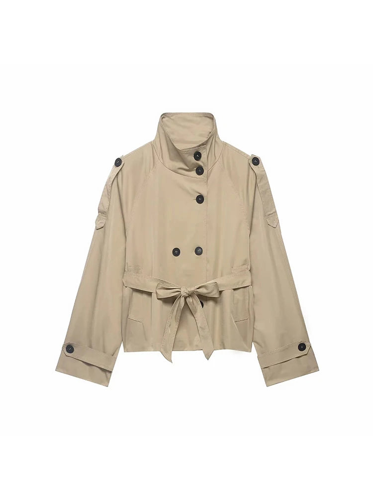 Trench Court Double Boutonnage Femme – Style Vintage Urbain