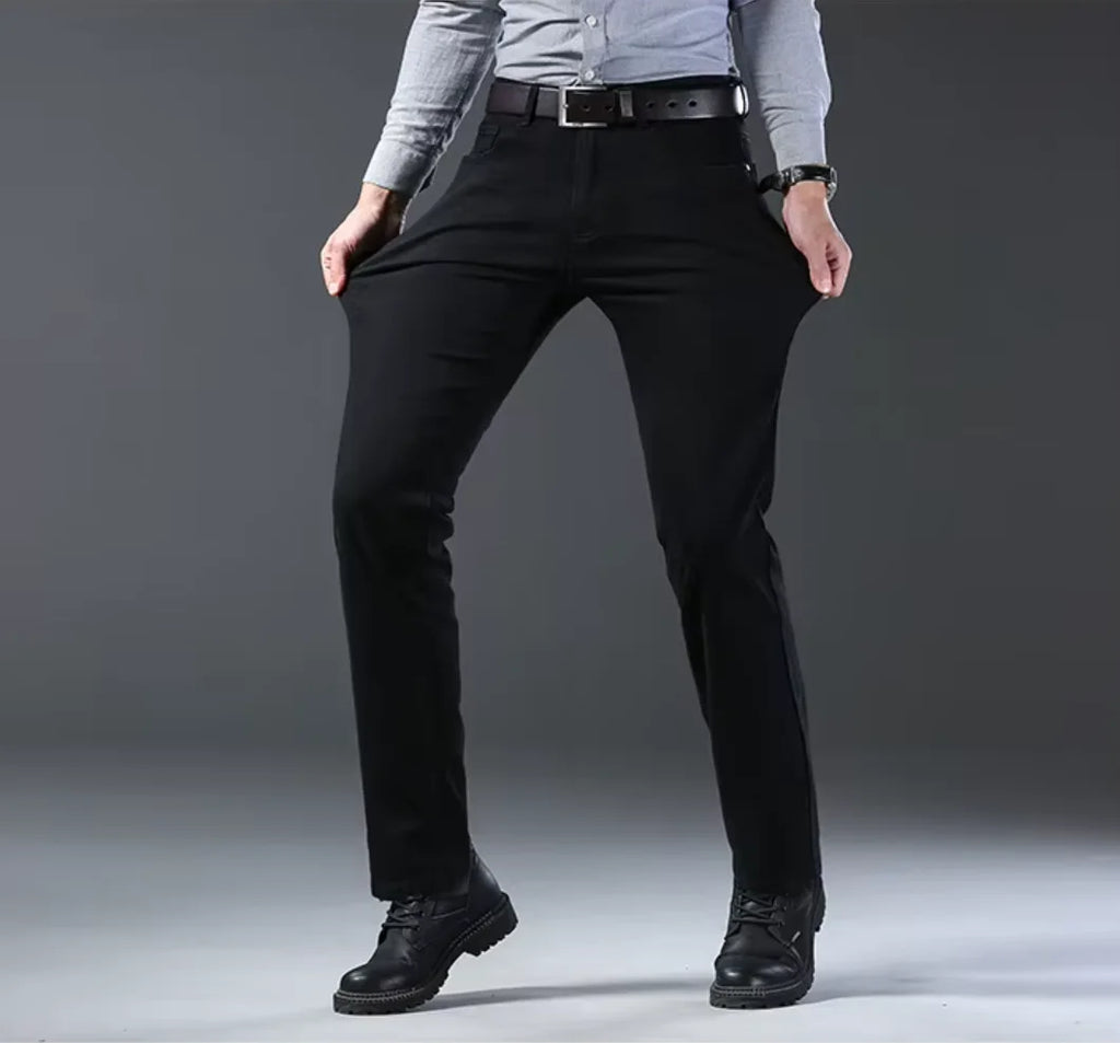 Jean Homme – Coupe Droite Décontractée, Denim Bleu