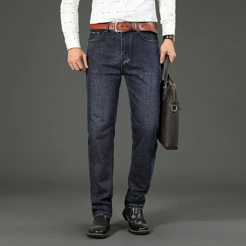 Jean Homme – Coupe Droite Décontractée, Denim Bleu