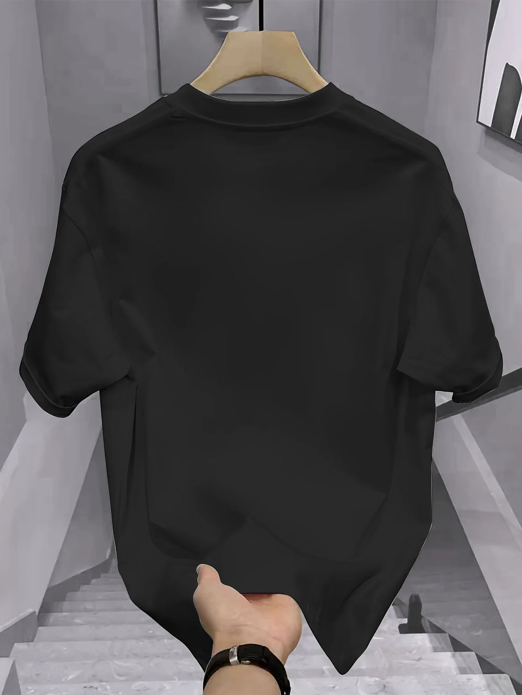 T-shirt pour homme en coton 100% à la mode estivale, coupe ample, col rond, manches courtes, avec motif imprimé