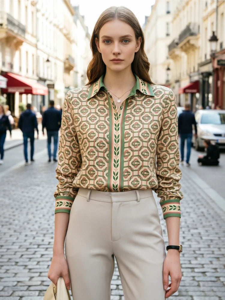 Nouvelles chemises élégantes pour femmes de bureau, chemisiers imprimés tendance pour femmes, hauts à manches longues, Blusas Mujer