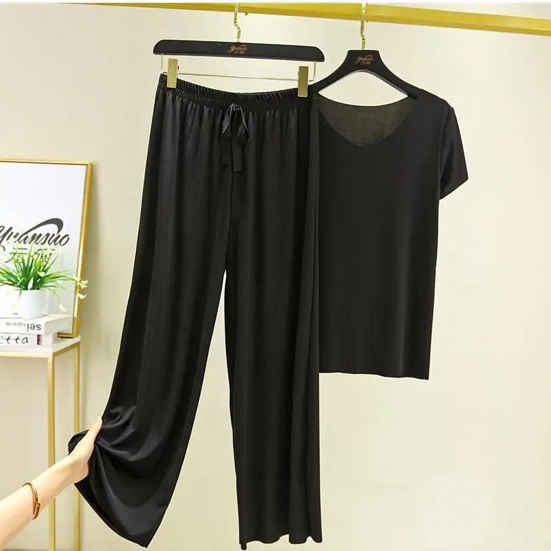 Costume de maison pour femmes, vêtements de salon d'été, automne, vêtements de maison amples, pantalon, ensemble deux pièces pour femmes, pyjama mignon