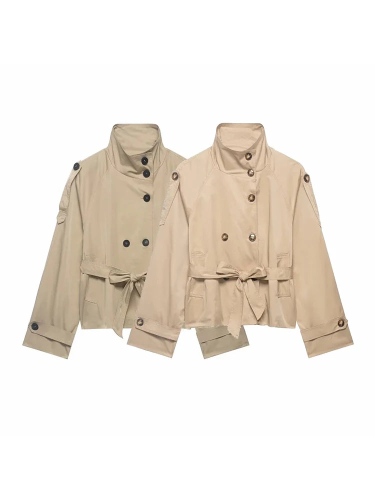 Trench Court Double Boutonnage Femme – Style Vintage Urbain