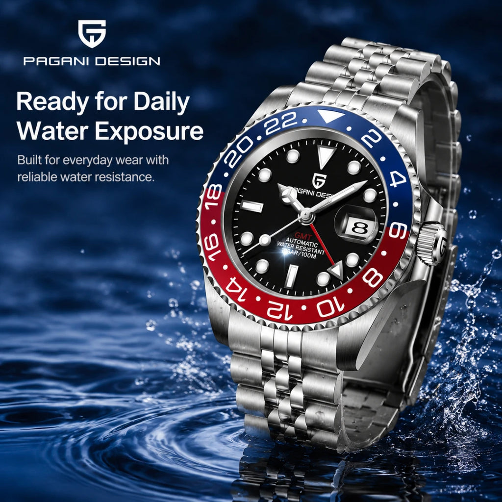 Montre PAGANI DESIGN GMT – Acier & Saphir