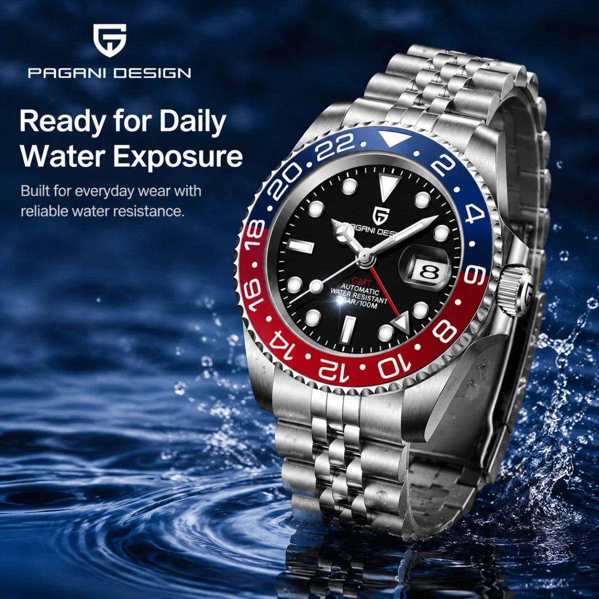 Montre PAGANI DESIGN GMT – Acier & Saphir