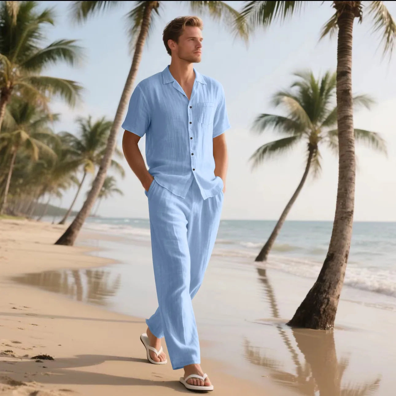 Ensemble Lin Homme – Chemise & Pantalon Summer Beach 2025