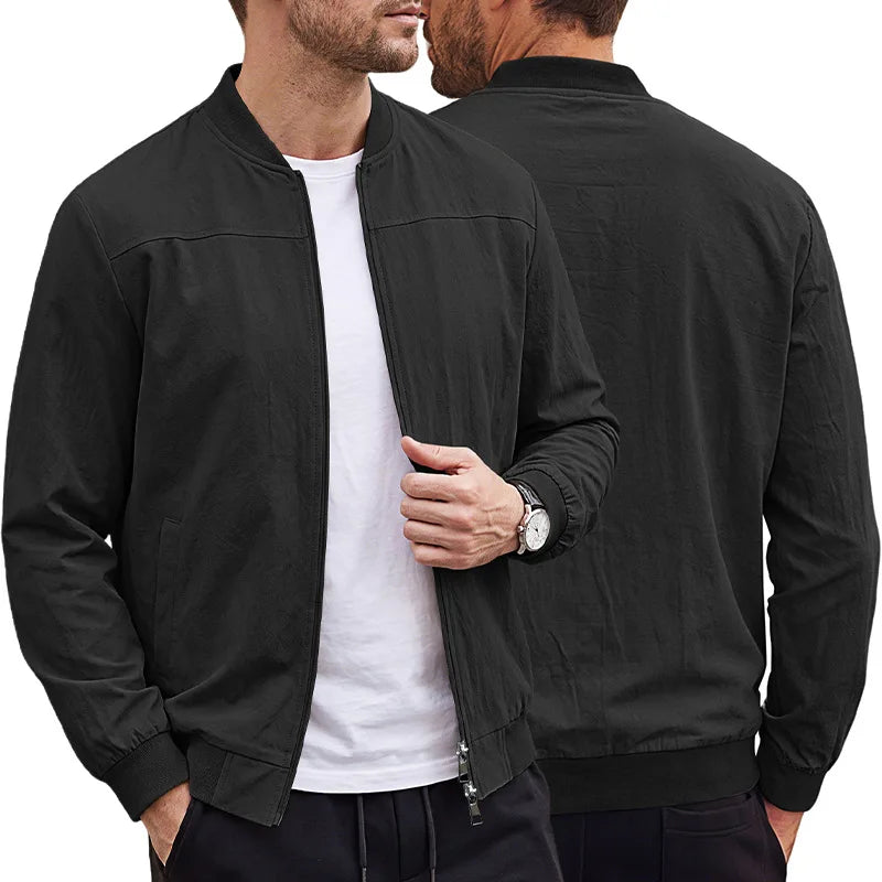 Blouson Bomber Homme – Col Montant, Coupe-Vent Léger