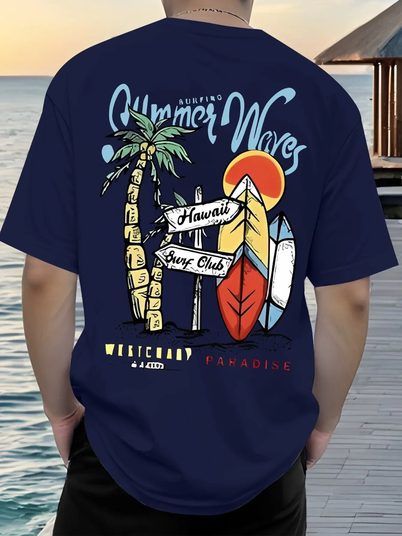 T-Shirt Hawaïen Homme – Coton 100% & Imprimé Vagues