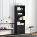 Bibliothèque Armoire à livres avec 4 compartiments ouverts et 2 portes pour le salon et le bureau 59x29x180 cm Noir